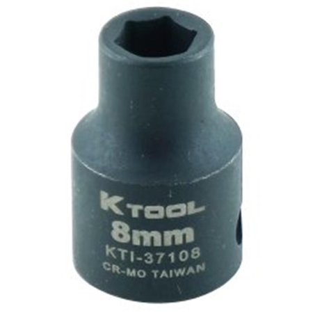 K-TOOL INTERNATIONAL K Tool International 0.37 in. Drive Standard 6 Point Impact Socket 8 mm KT304762